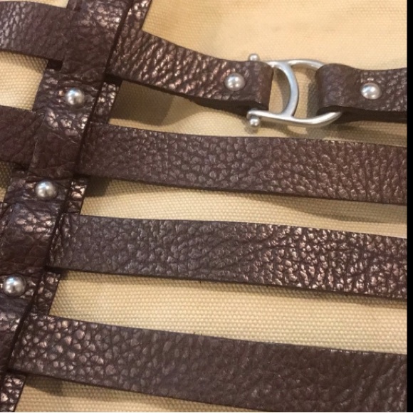 FABULOUS! ETIENNE AIGNER DAMASCUS BELTED LEATHER TOTE WITH TWO FABRIC INSERTS - Picture 11 of 16